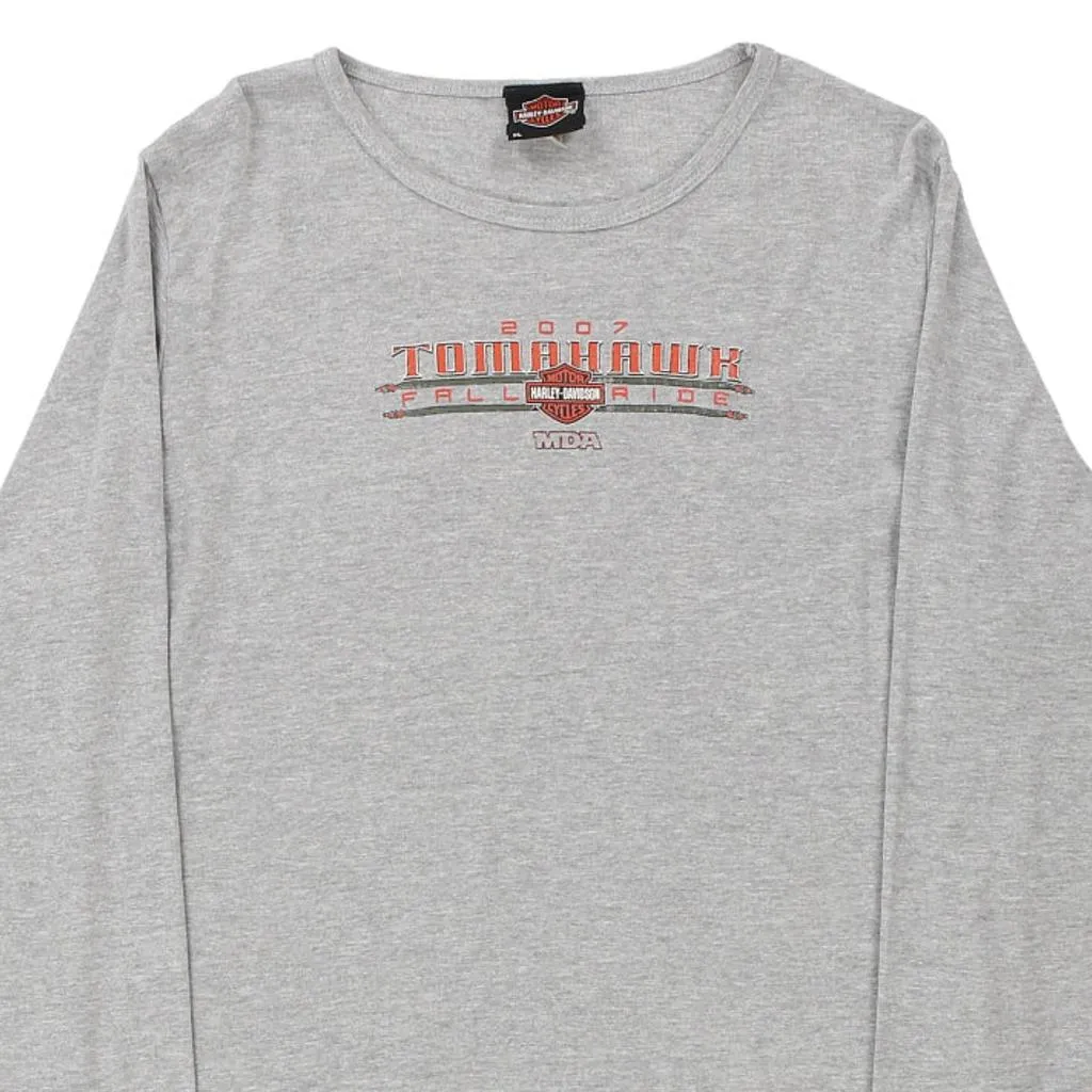 2007 Tomahawk Harley Davidson Long Sleeve T-Shirt - XL Grey Cotton