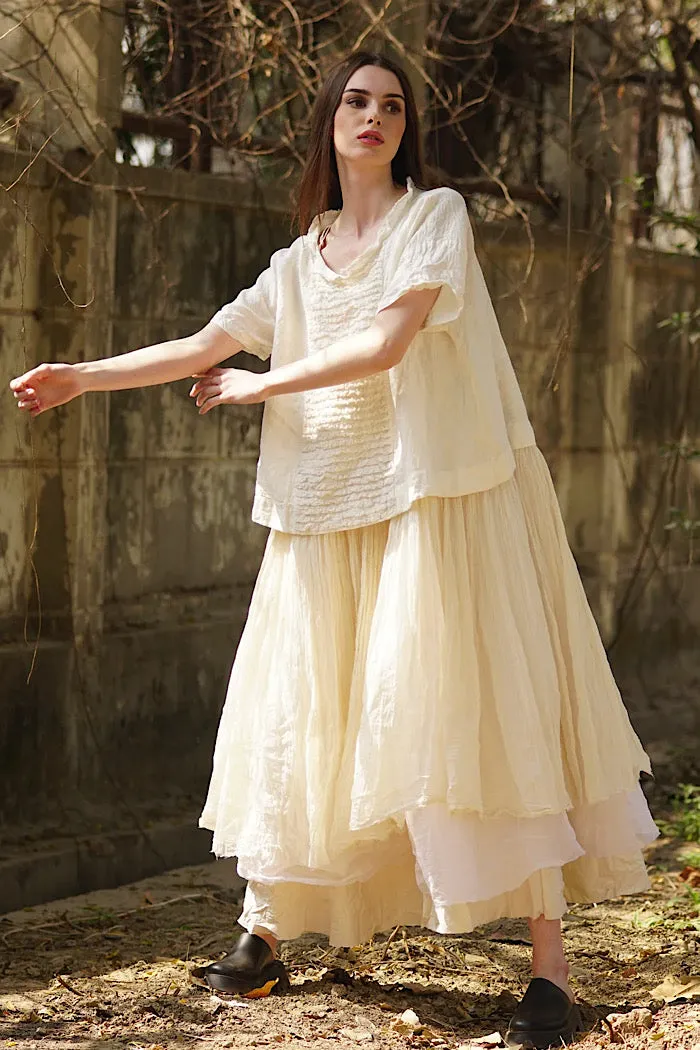 AMELIE LONG TUTU SLIP DRESS - CREAM