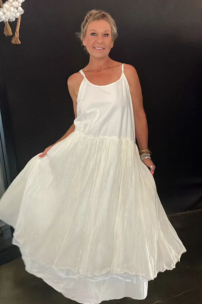 AMELIE LONG TUTU SLIP DRESS - CREAM