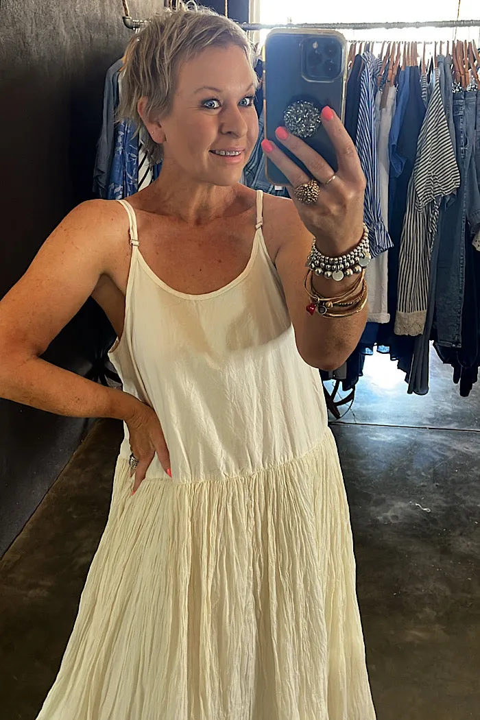 AMELIE LONG TUTU SLIP DRESS - CREAM