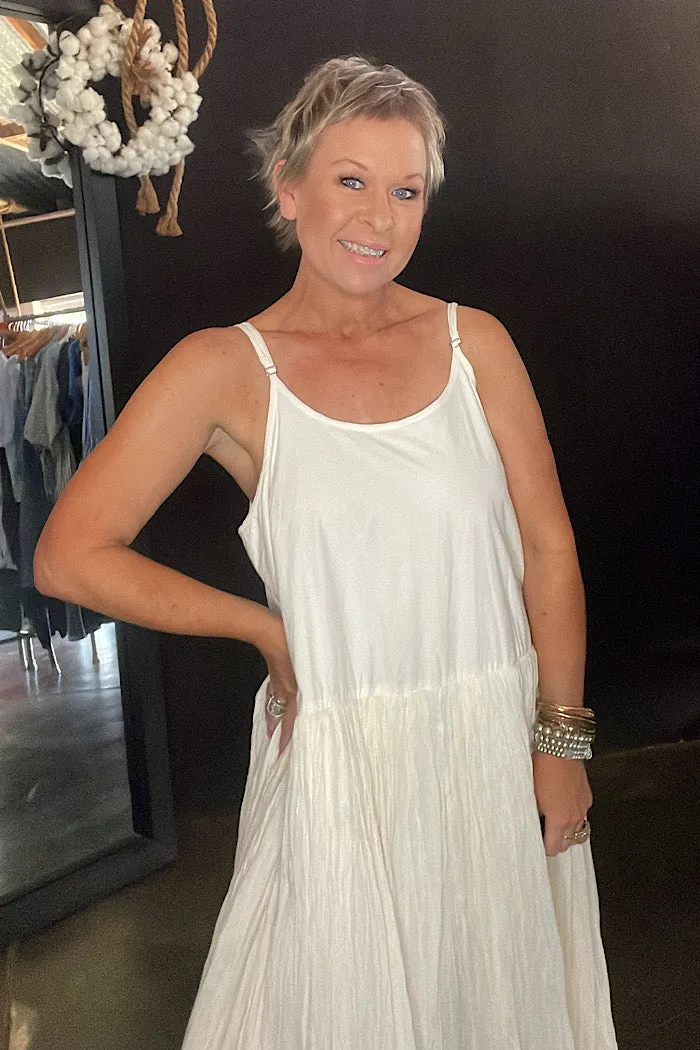 AMELIE LONG TUTU SLIP DRESS - CREAM