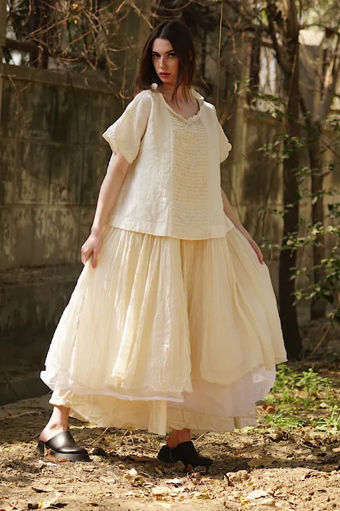 AMELIE LONG TUTU SLIP DRESS - CREAM
