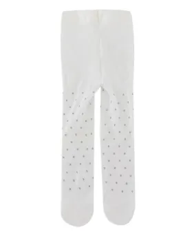 Baby Girls Microfiber Polka Dot Tight - White