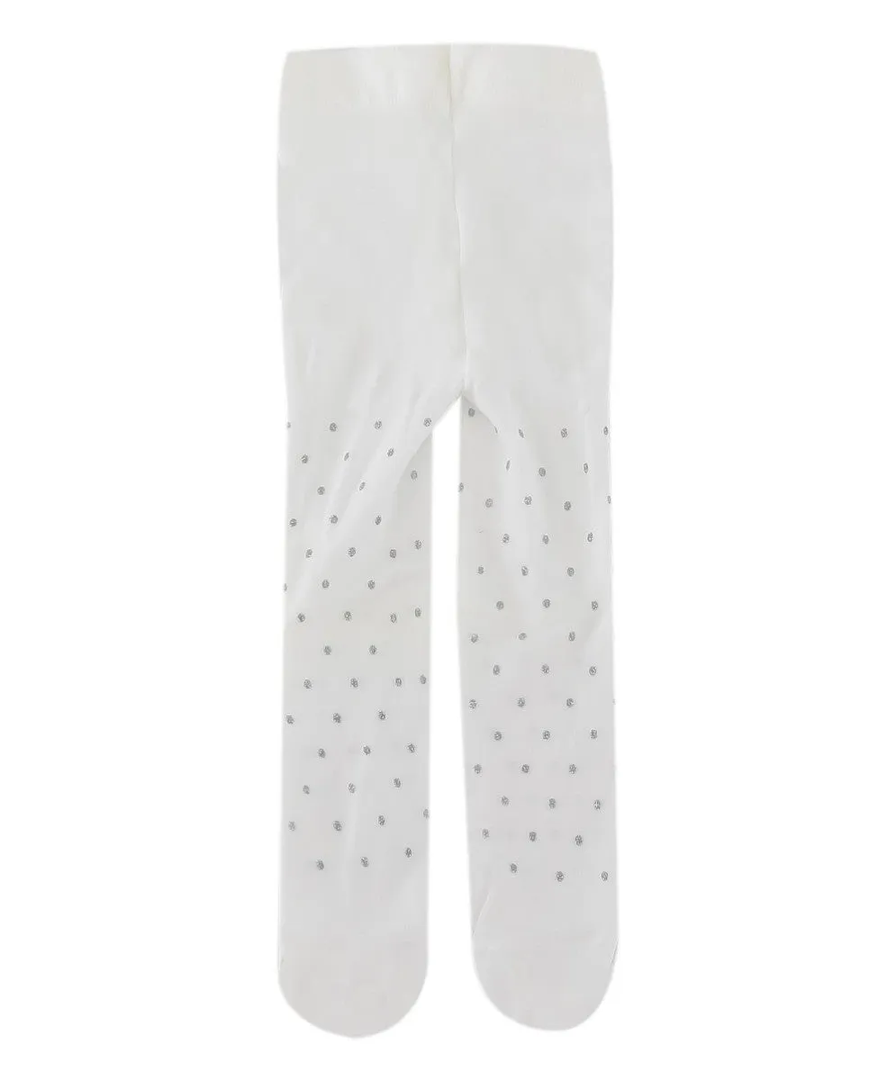 Baby Girls Microfiber Polka Dot Tight - White