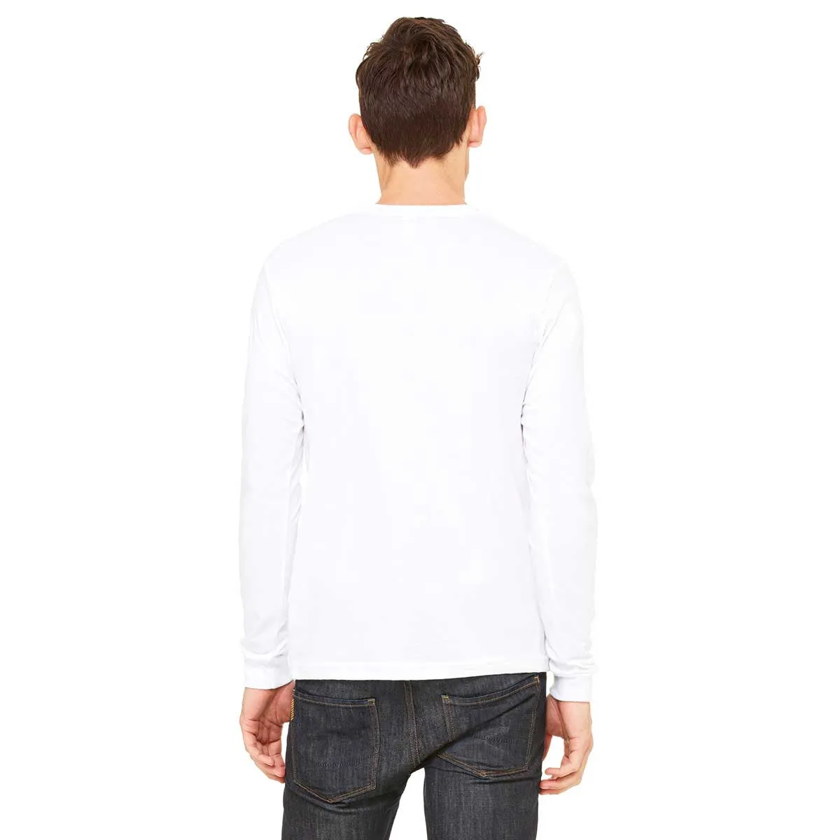 Bella   Canvas Men's White Jersey Long-Sleeve T-Shirt