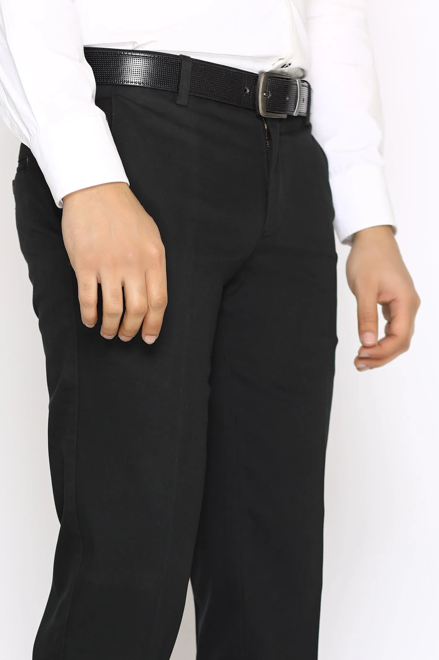 Black Cotton Smart Fit Trouser
