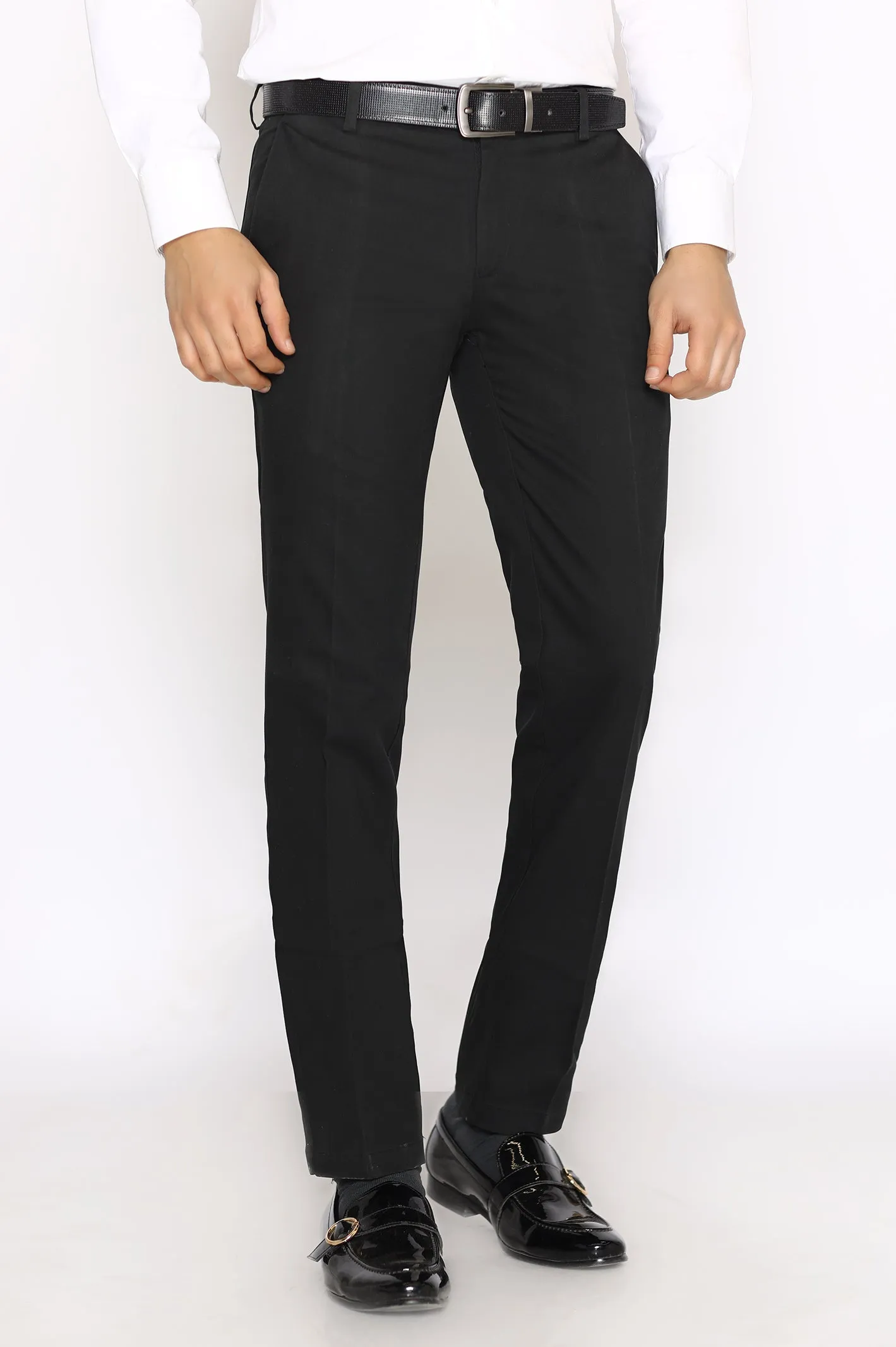 Black Cotton Smart Fit Trouser
