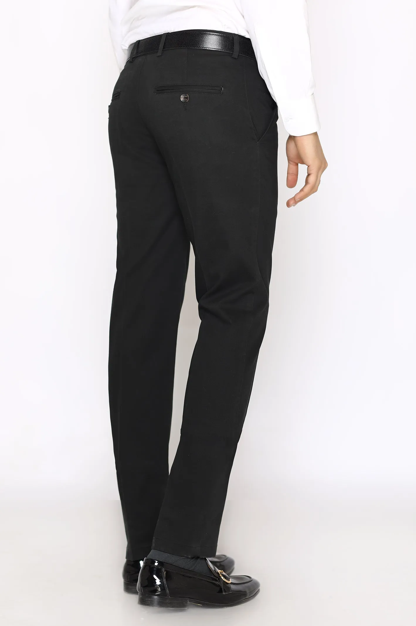 Black Cotton Smart Fit Trouser