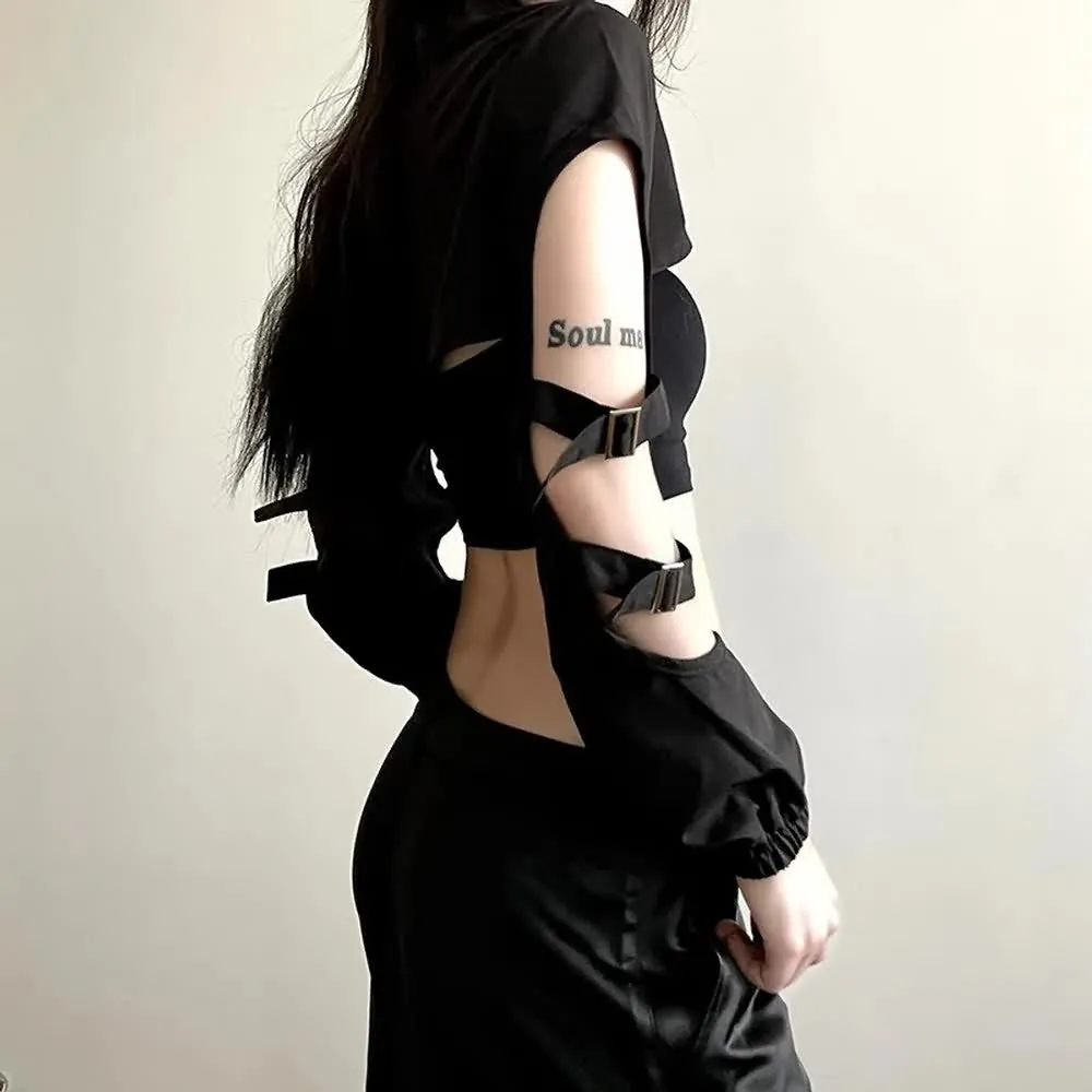 Black Gothic Style High Collar Crop Jacket