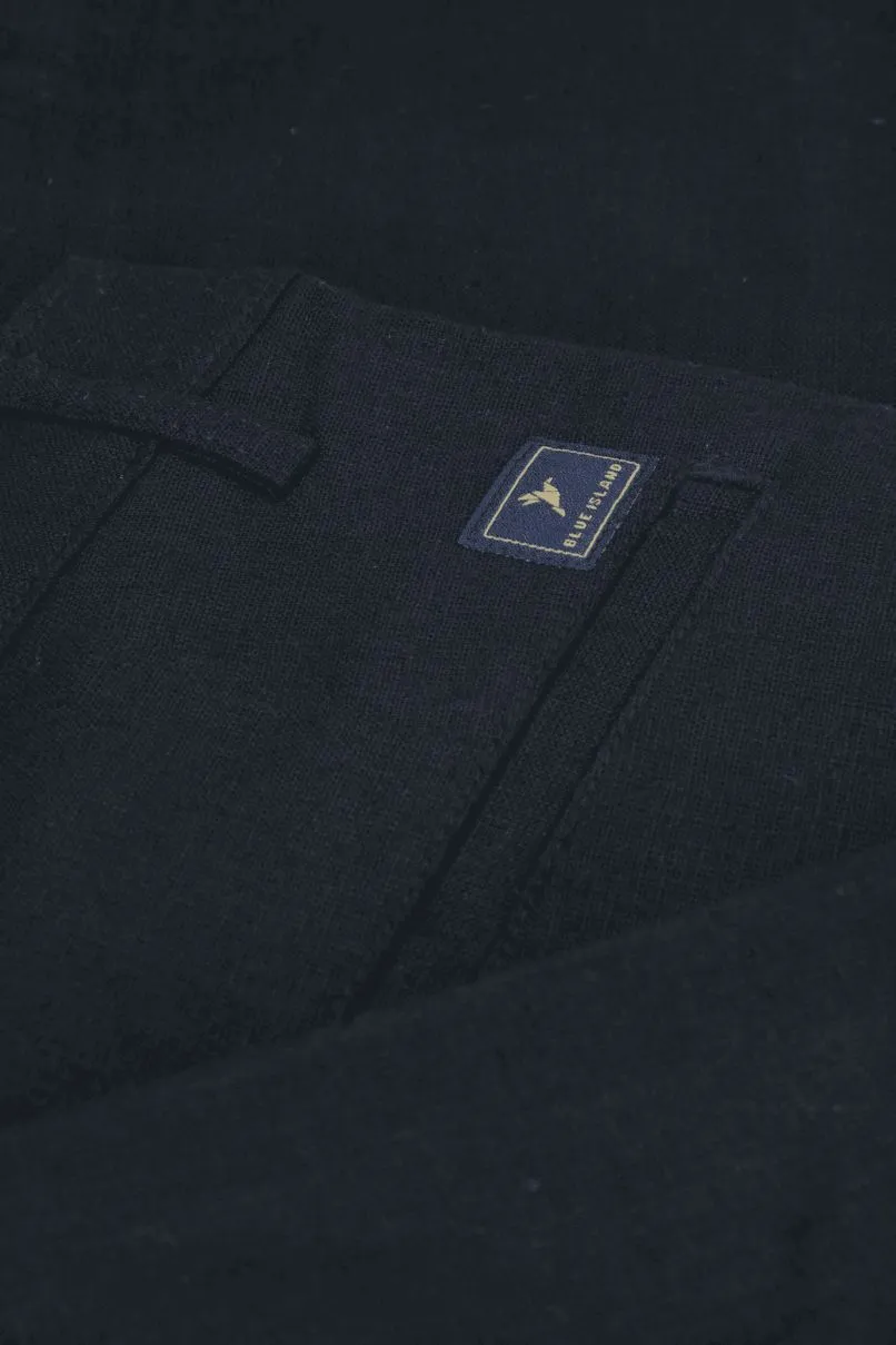 Black Linen - 2 way stretch - COTTON PANT