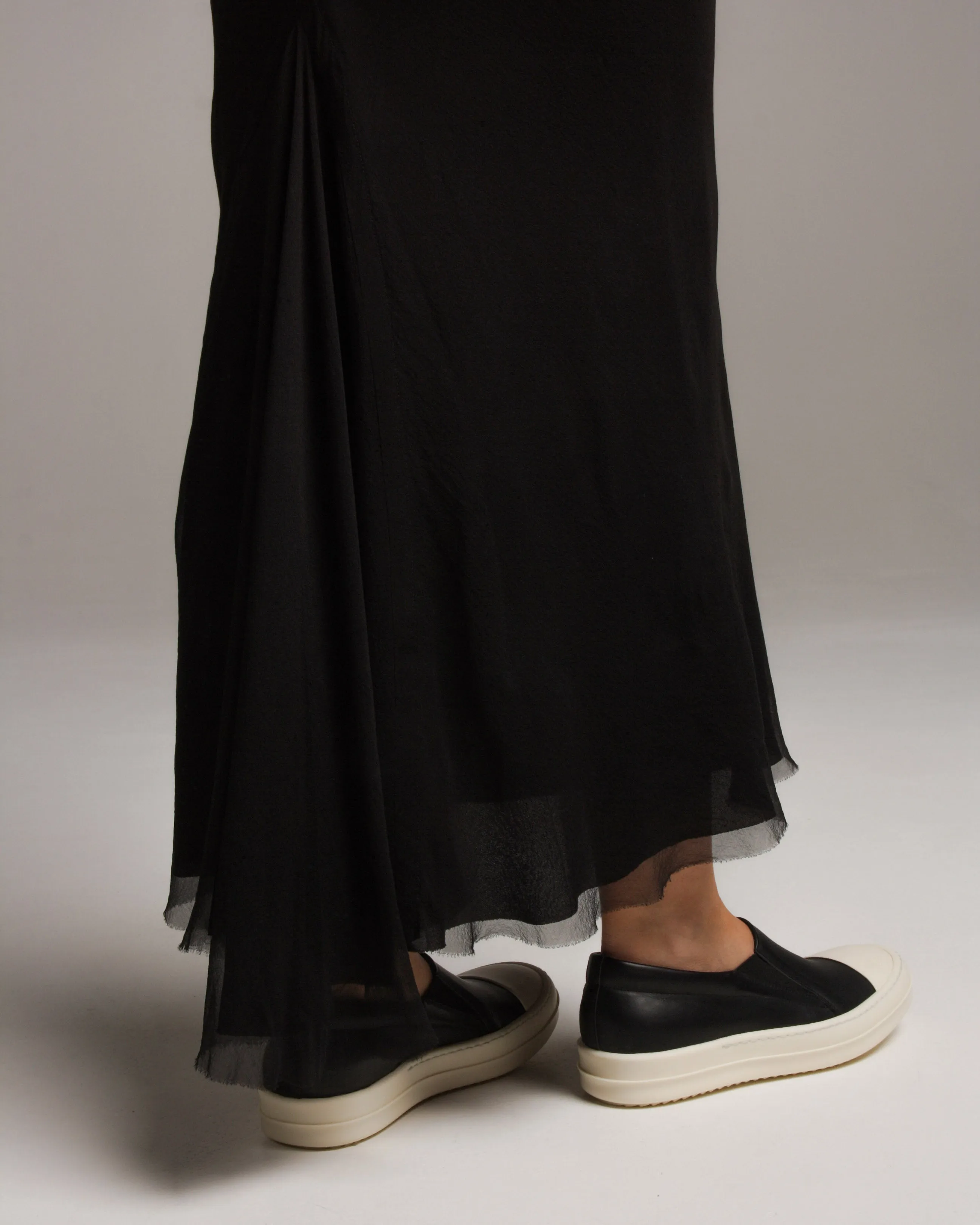 Black Silk Calf Bias Skirt