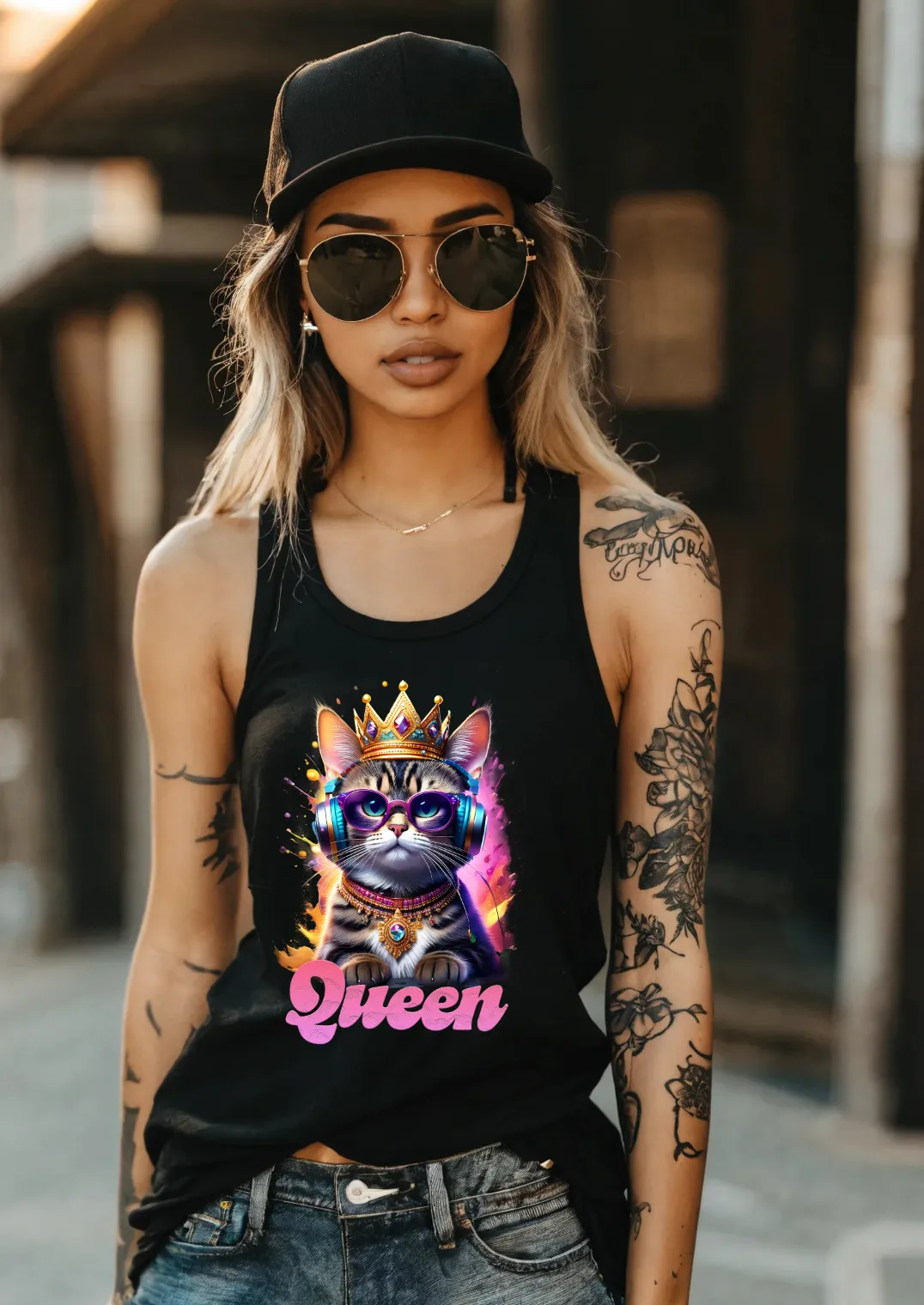 Cat Queen Art Tank Top | Grooveman Music TM