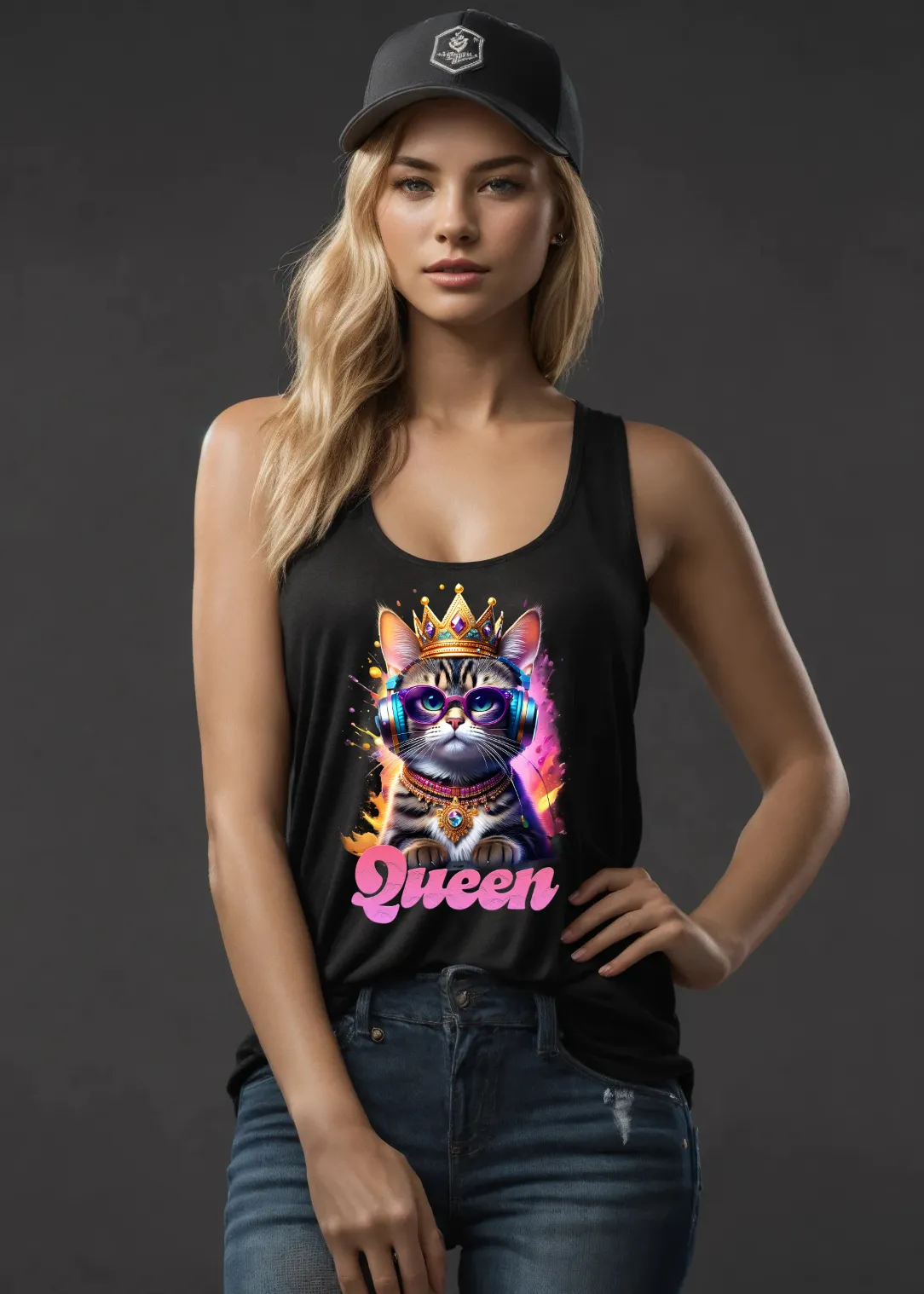 Cat Queen Art Tank Top | Grooveman Music TM