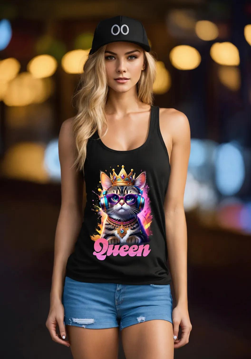Cat Queen Art Tank Top | Grooveman Music TM