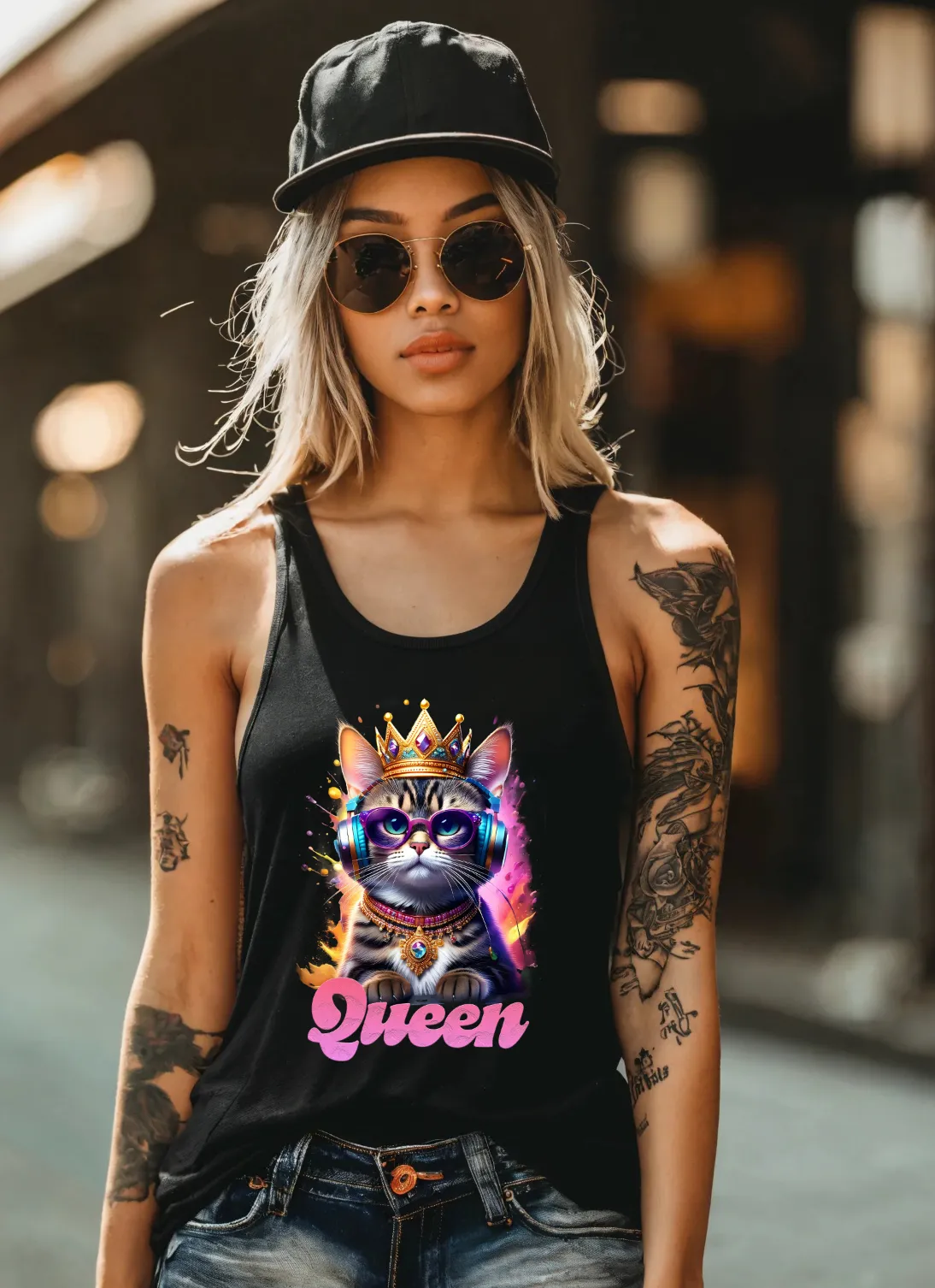 Cat Queen Art Tank Top | Grooveman Music TM