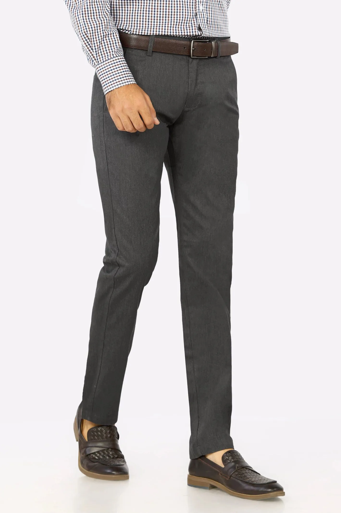 Coffee Grey Smart Fit Cotton Chino