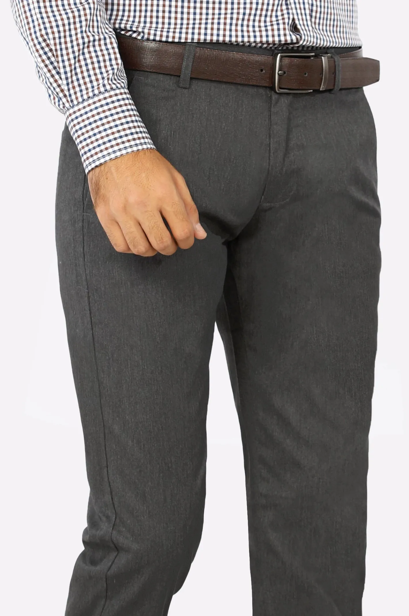 Coffee Grey Smart Fit Cotton Chino