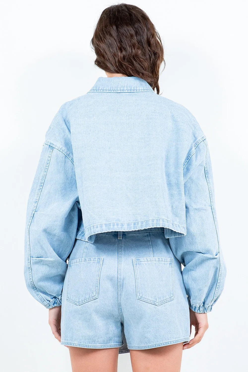 Cropped Denim Jacket w/ Tie