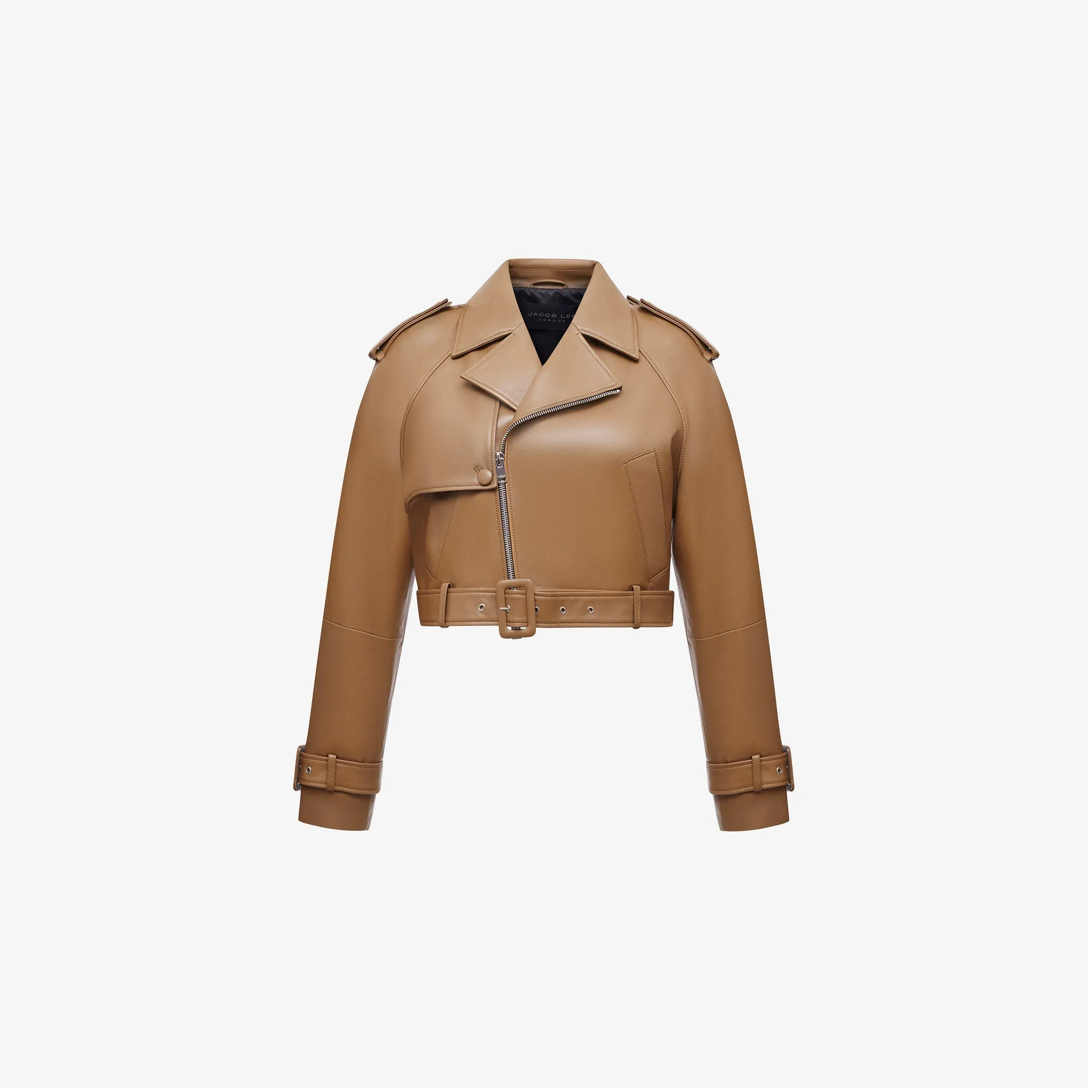 CROPPED TRENCH JACKET IN SHINY LAMBSKIN