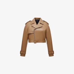 CROPPED TRENCH JACKET IN SHINY LAMBSKIN