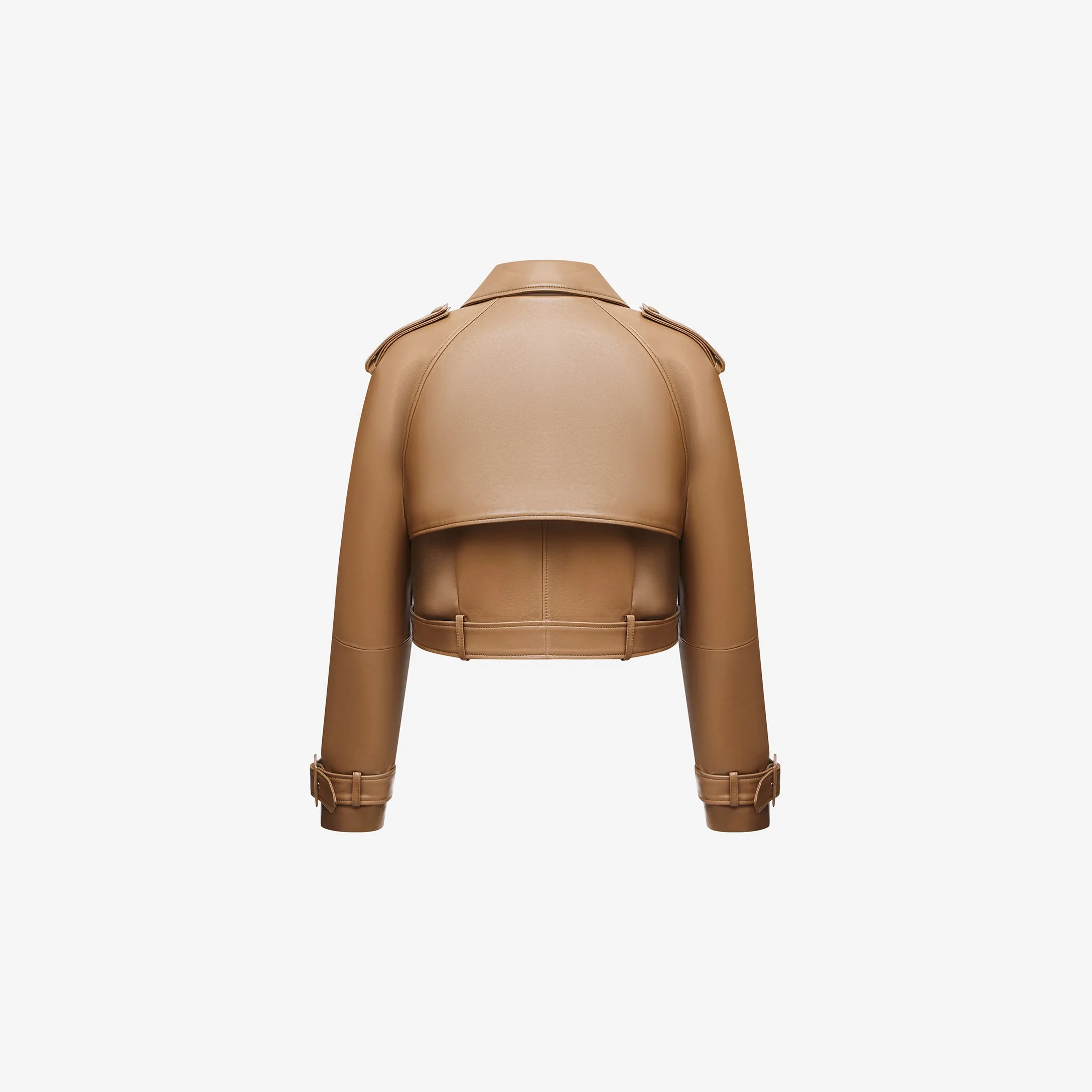 CROPPED TRENCH JACKET IN SHINY LAMBSKIN