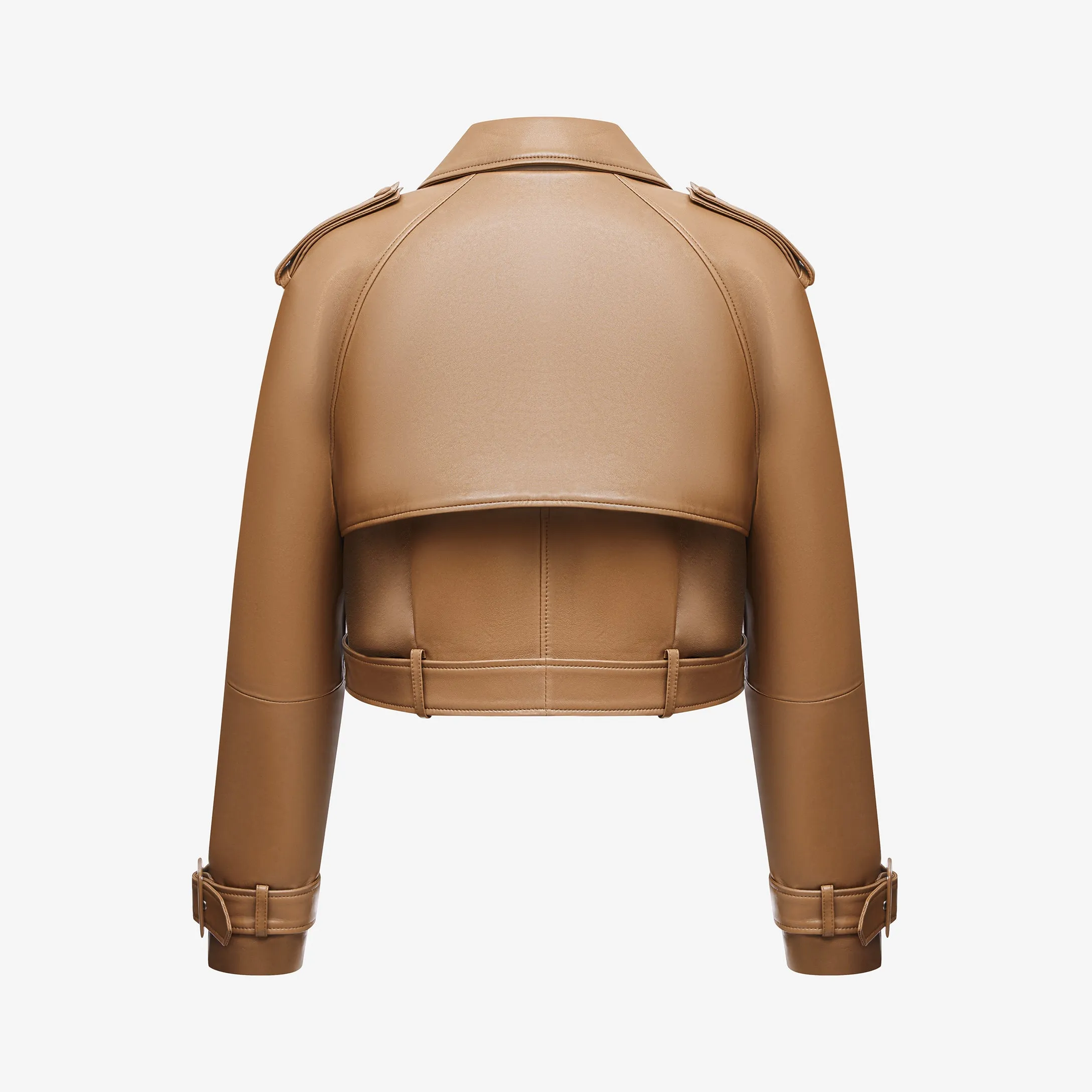 CROPPED TRENCH JACKET IN SHINY LAMBSKIN