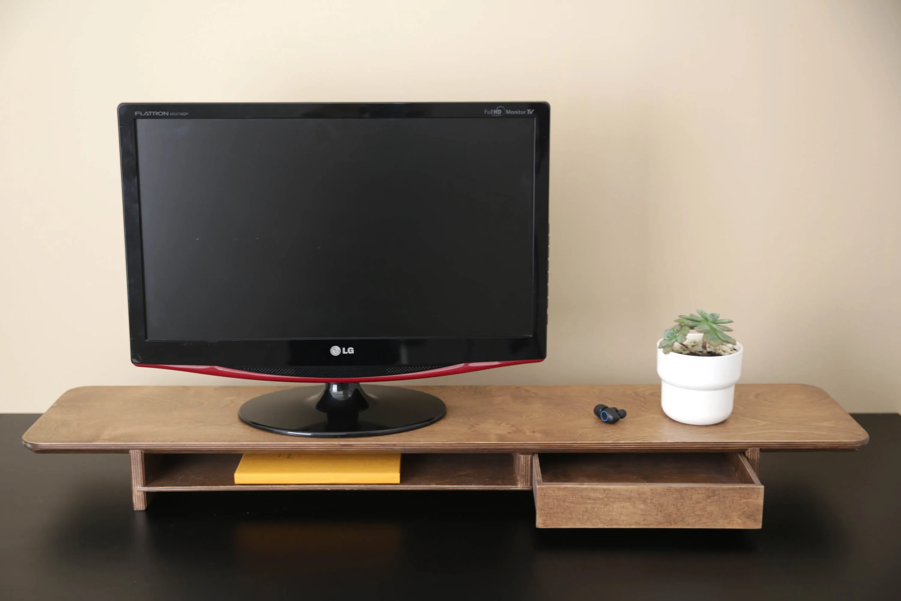 Dual Wooden Monitor Stand for Desk