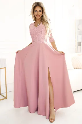 Elegant long lace maxi evening dress
