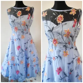 Embroidered Flower Tulle Dress - Medium