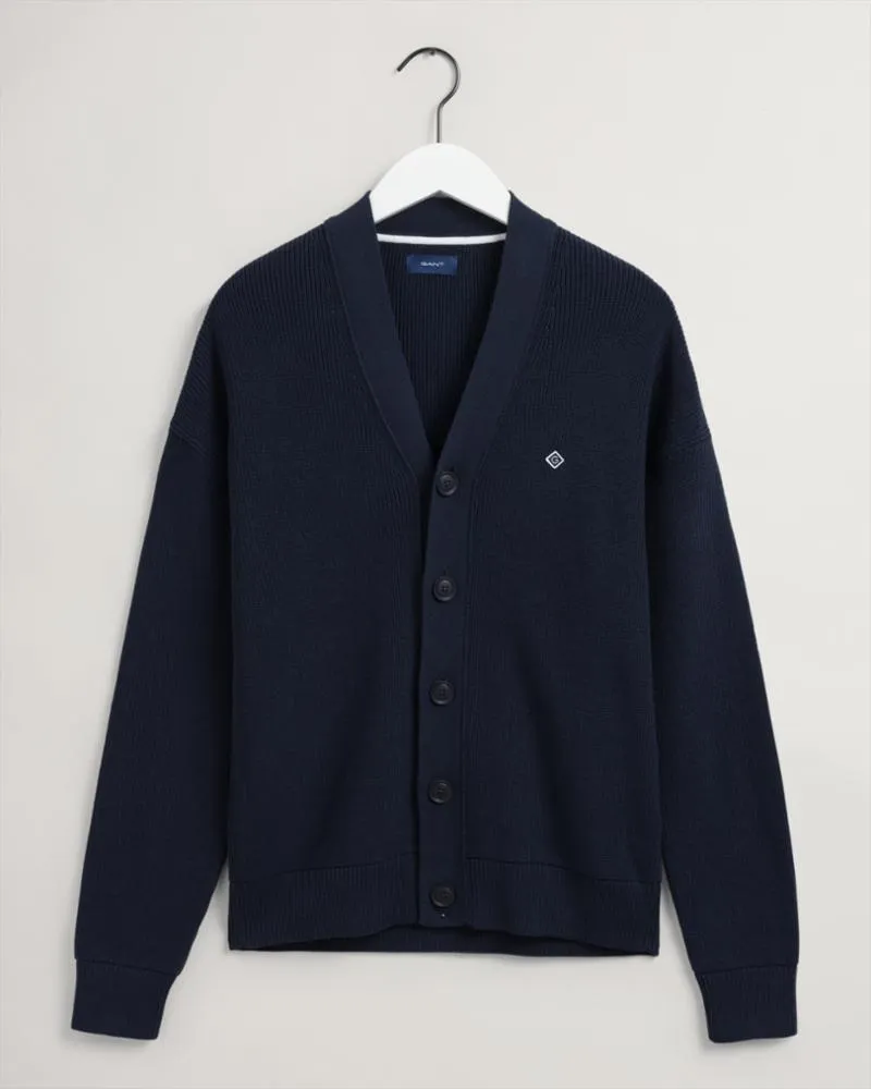 Gant Apparel Mens COTTON RIB CARDIGAN 433/EVENING BLUE