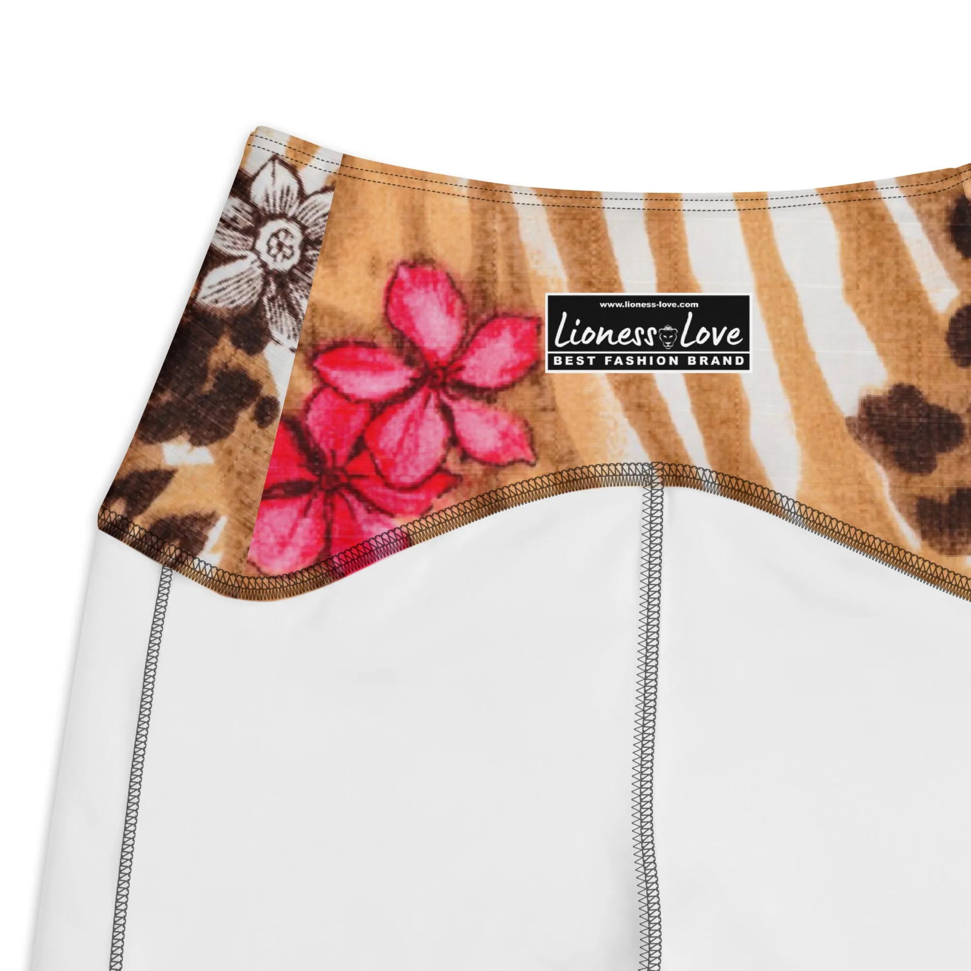 Hibiscus Print Leggings with Pockets, lioness-love
