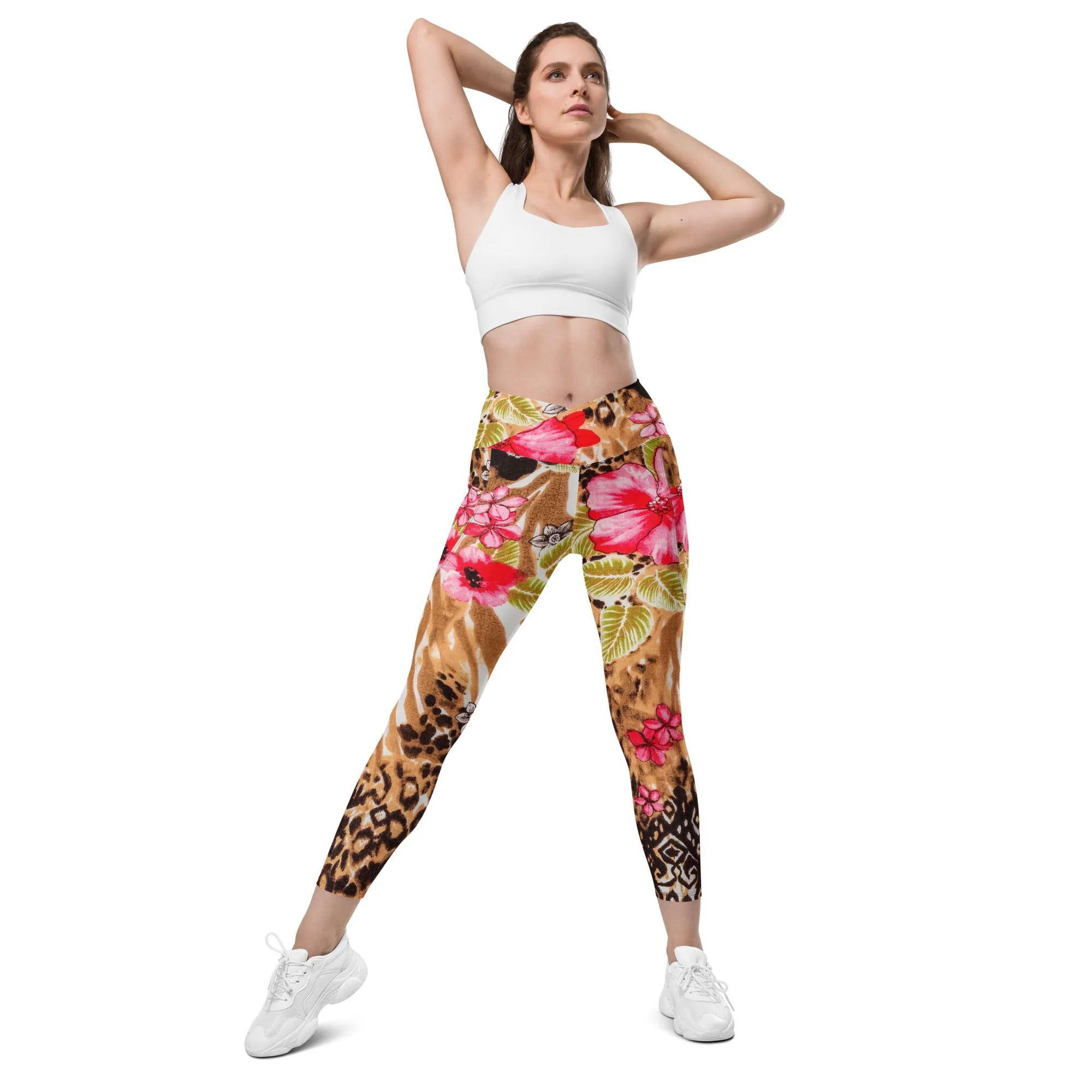 Hibiscus Print Leggings with Pockets, lioness-love