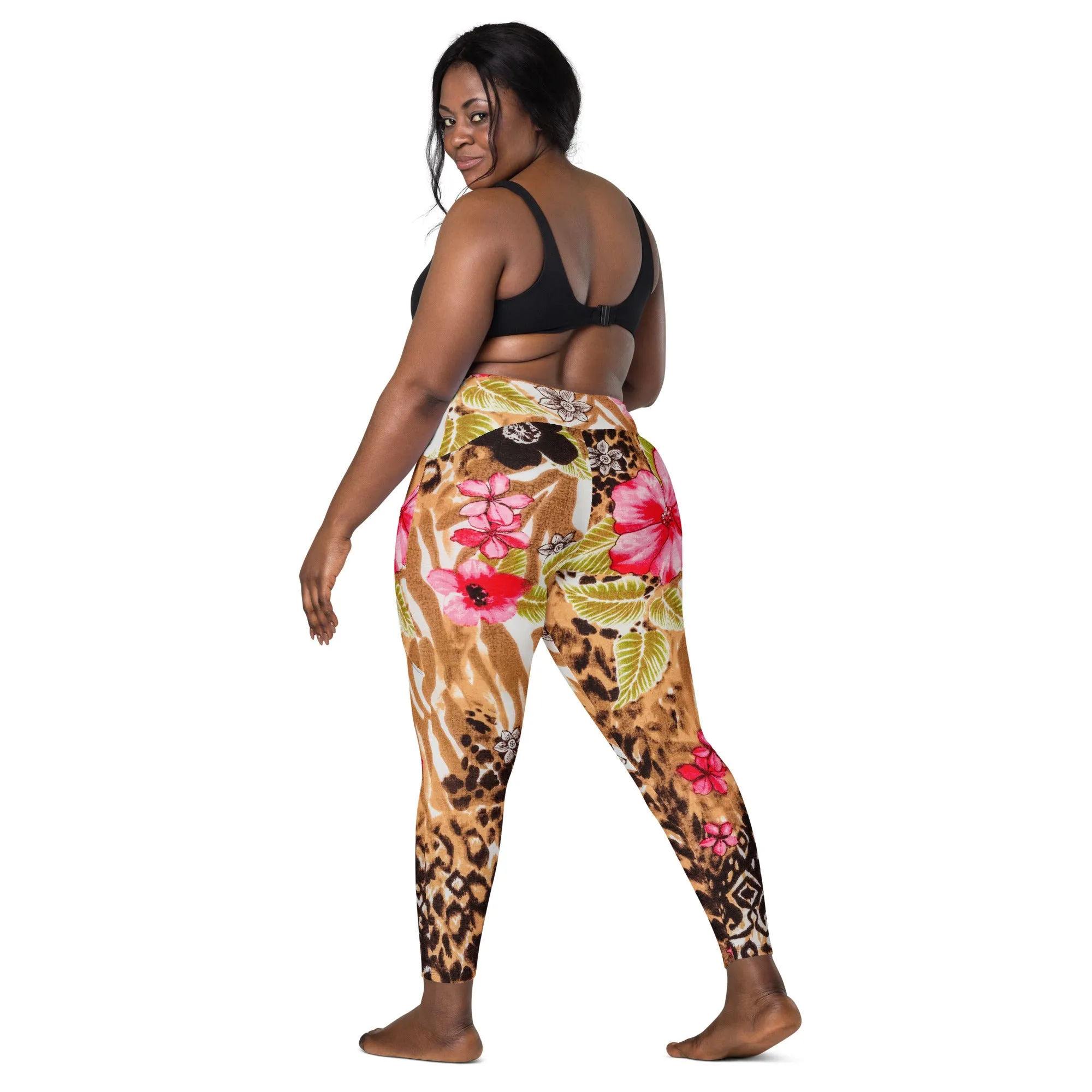 Hibiscus Print Leggings with Pockets, lioness-love