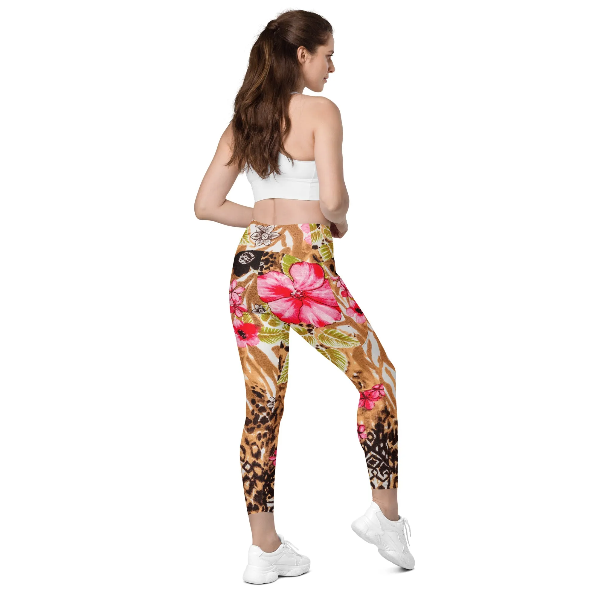 Hibiscus Print Leggings with Pockets, lioness-love