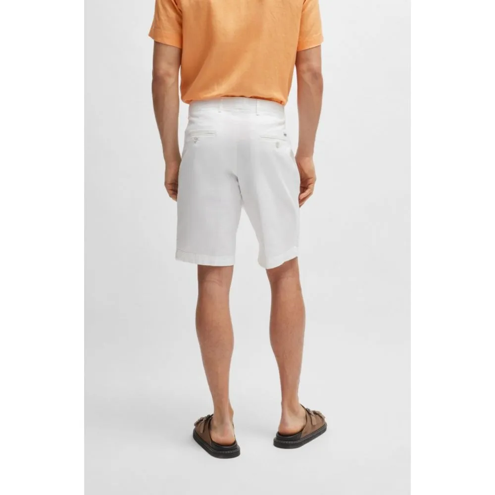 Hugo Boss Mens slim-fit shorts in stretch-cotton twill Size 32 White