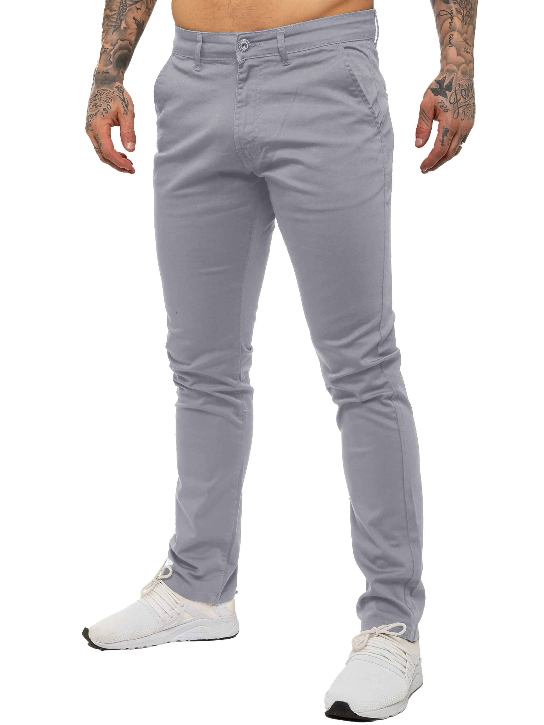 Kaiden Slim Stretch Trousers - Light Grey