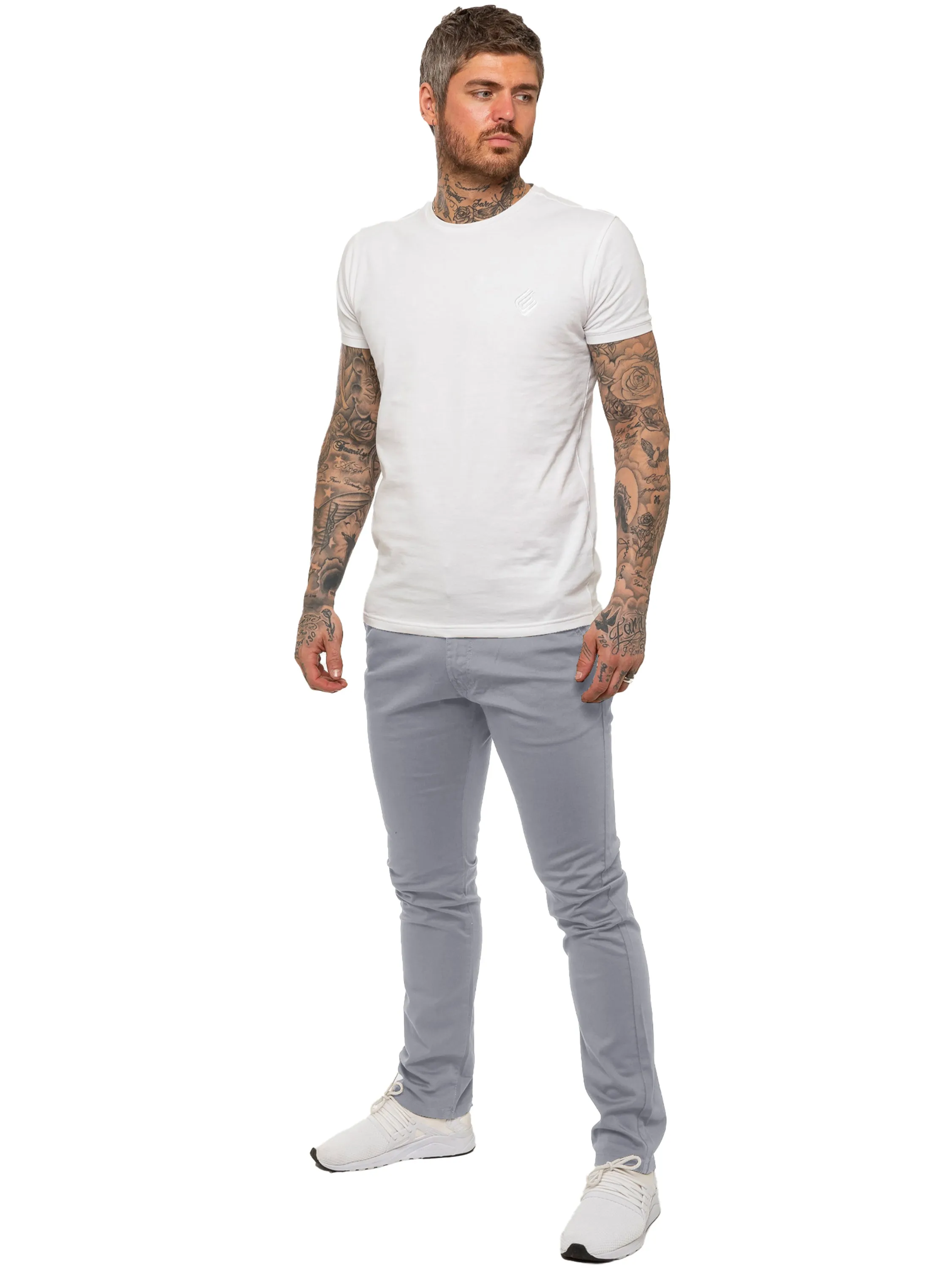 Kaiden Slim Stretch Trousers - Light Grey