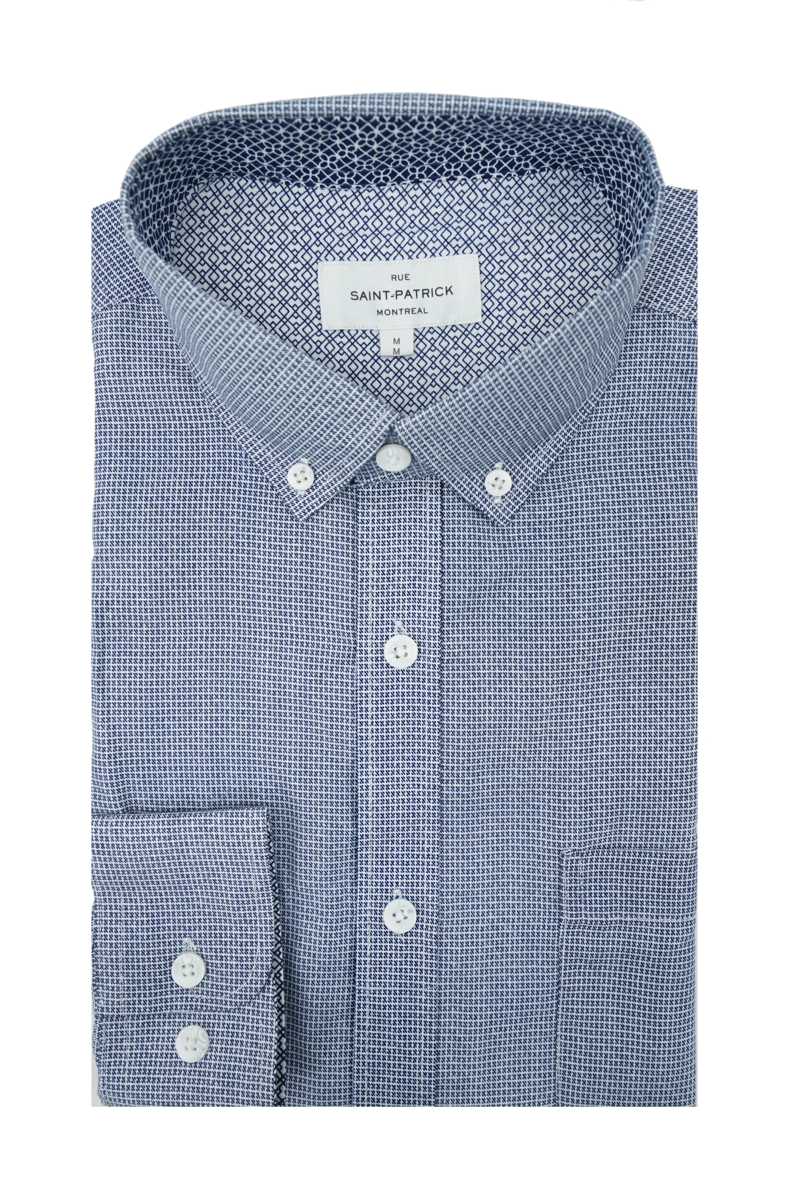 Kitchener Wrinkle Free Shirt in Navy and White