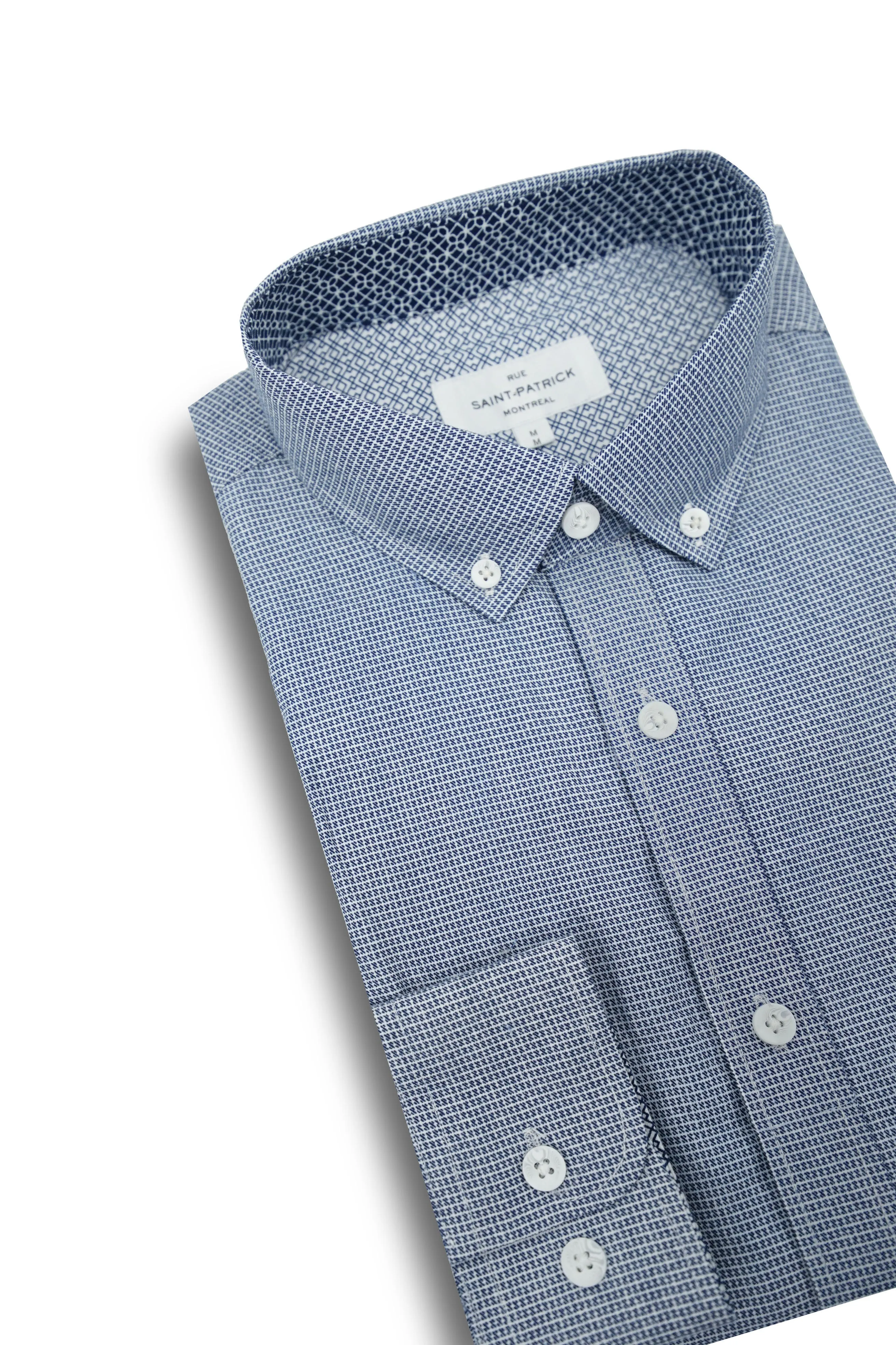 Kitchener Wrinkle Free Shirt in Navy and White
