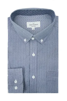 Kitchener Wrinkle Free Shirt in Navy and White