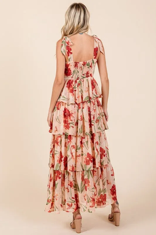 Layered Floral Maxi Dress