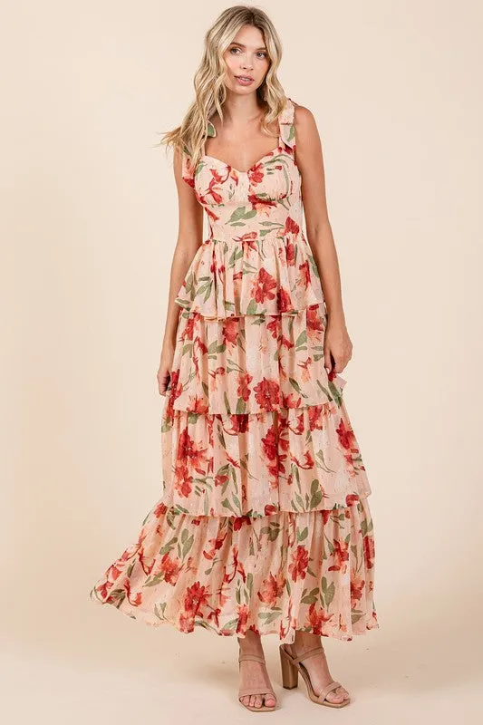 Layered Floral Maxi Dress