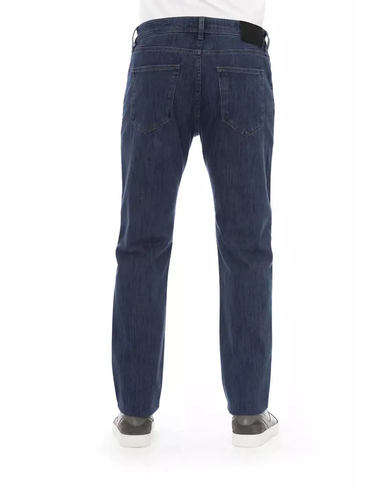 Logo Button Regular Man Jeans with Tricolor Insert and Contrast Stitching W40 US Men