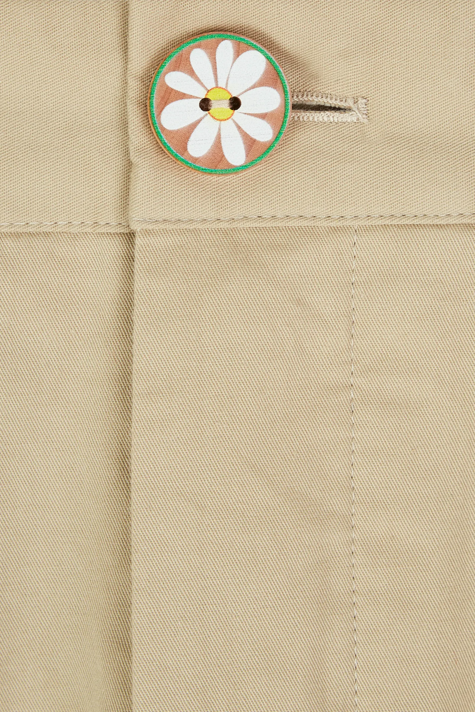 Lucky charm-embroidered cotton chinos