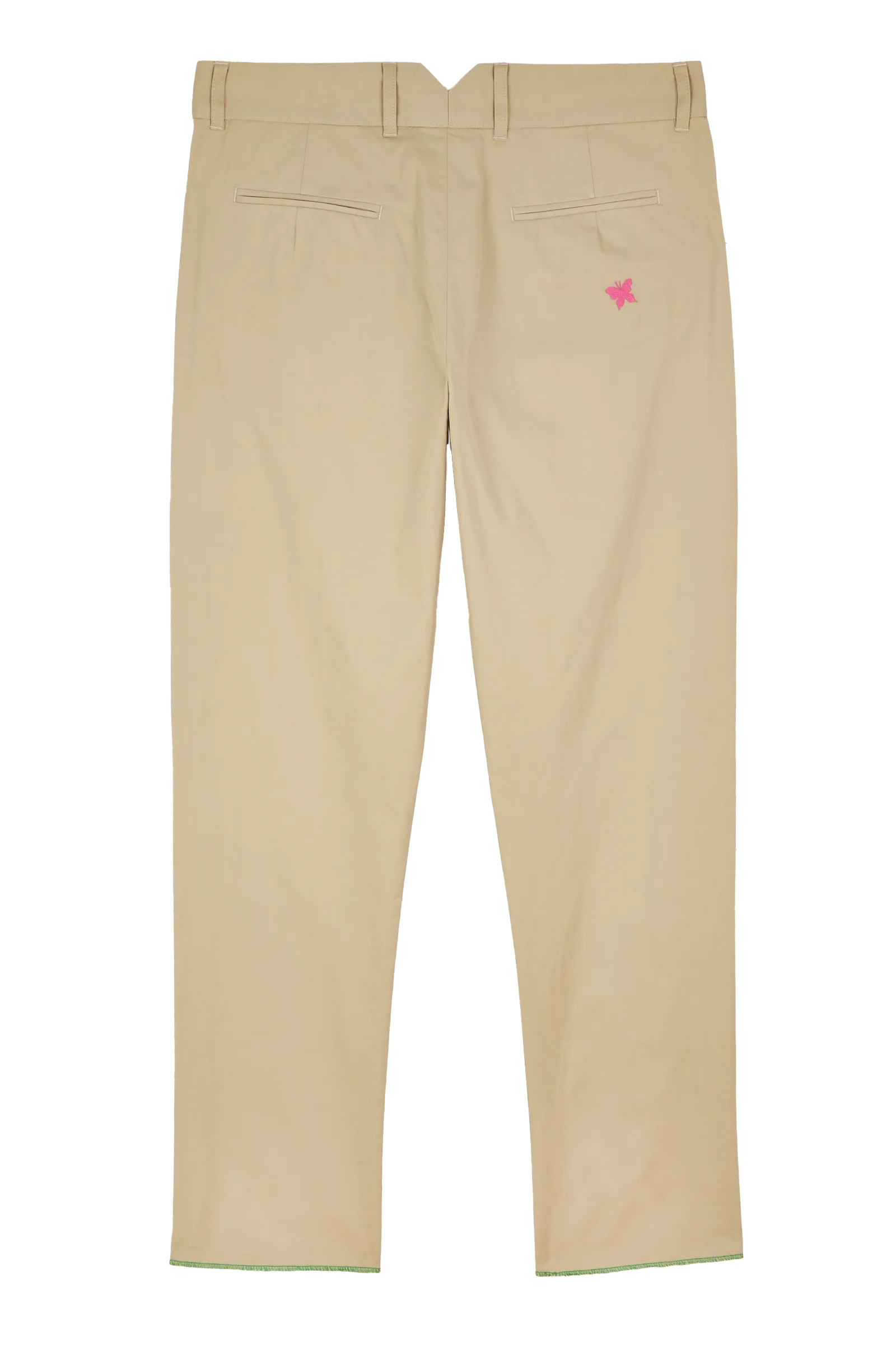Lucky charm-embroidered cotton chinos