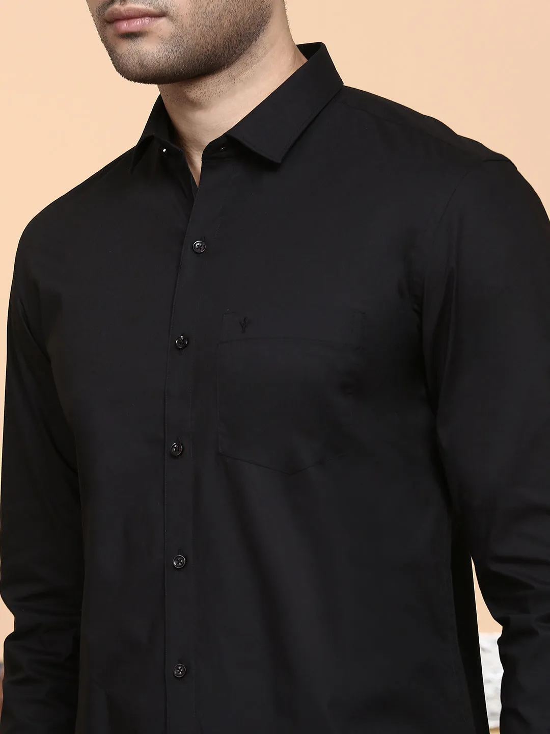 Men 100% Cotton Shirt Classic Black