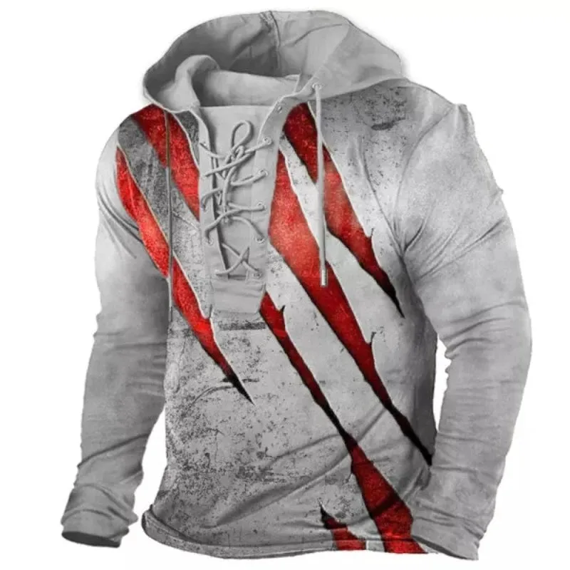 Men's Lace-Up Hooded T-Shirt