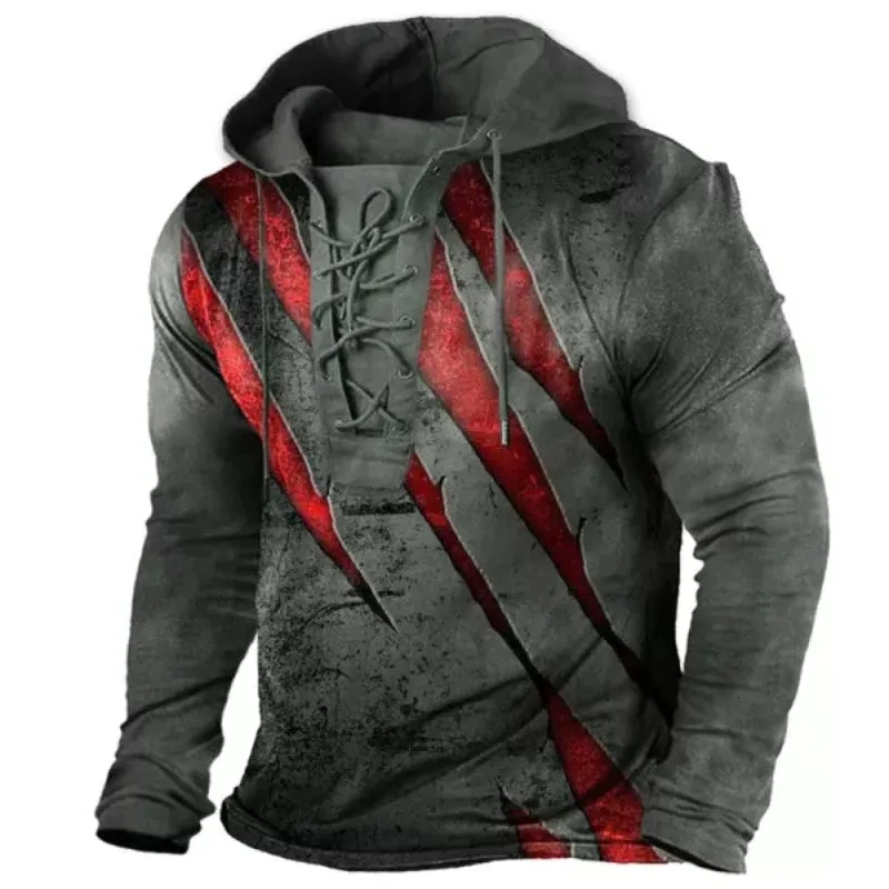 Men's Lace-Up Hooded T-Shirt