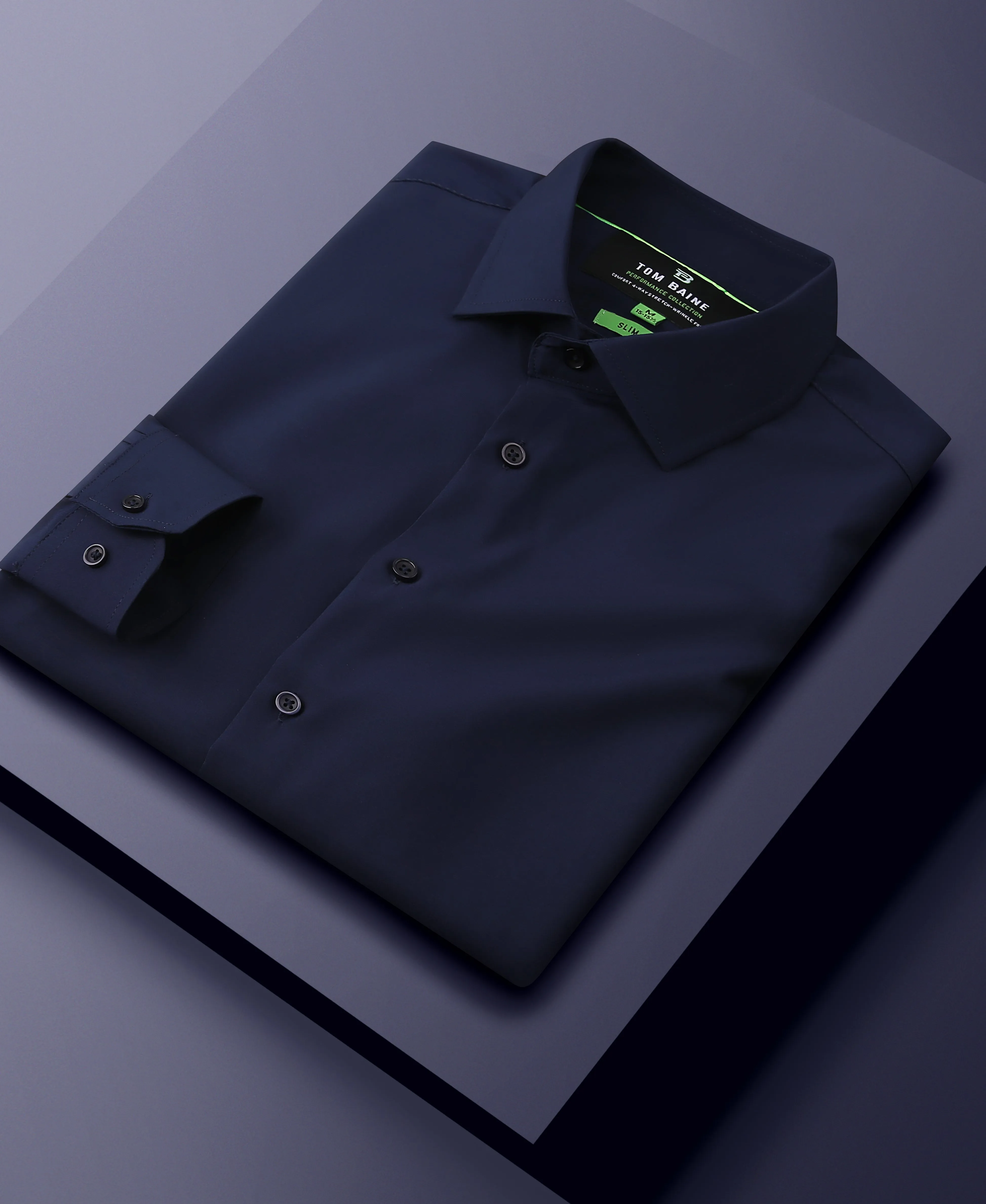 Men's Performance Stretch Solid Shirt Navy