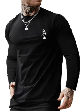 Men's Round Neck Letter Print All-Match Casual Long-Sleeved T-Shirt